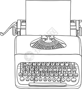 旧式打字机用纸手画矢量的便携式回转器图片