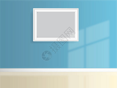 蓝色墙壁有空白白边框背景矢量艺术光图片