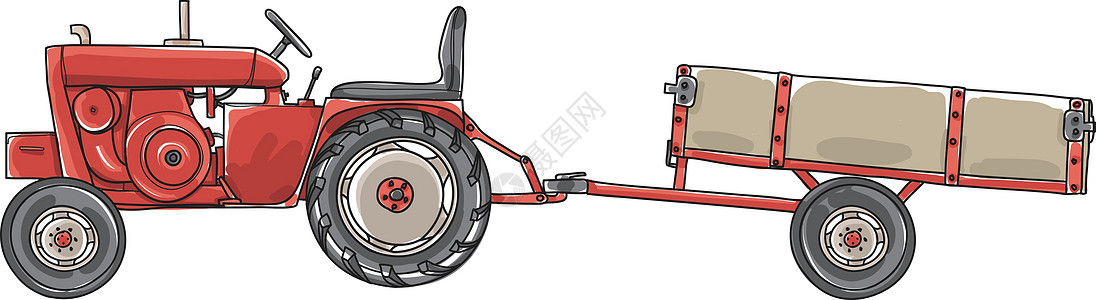带有牵引拖车的古老托盘手绘画汽车大功率力量农学摩托车收成引擎金属国家场地图片