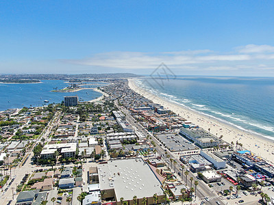 任务湾及圣地亚哥太平洋海岸海岸的空中观察 加利福尼亚州图片