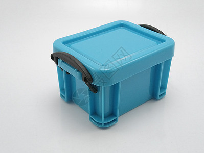 小型塑料蓝色储存箱 顶盖盖盖和侧锁贮存盒子图片
