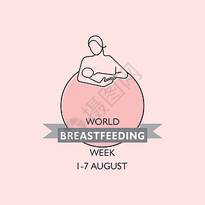 世界母乳喂养周概念在8月第一周举行 于8月的第一个星期举行全世界女士婴儿标识母性胸部海报新生儿插图母亲图片