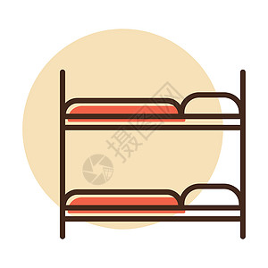 双层床平面矢量 ico标识休息枕头卧室汽车家具床垫孩子们房间旅行背景图片