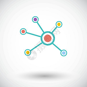 社会网络单一图标圆圈技术概念连接互联网蓝色友谊社区商业绿色图片