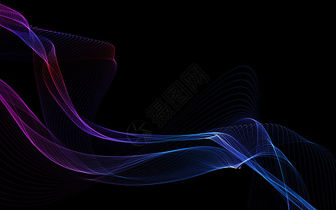 带有发光抽象波的深色抽象背景运动曲线绘画墙纸框架造型黑色技术插图网络图片