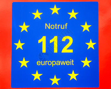 112 欧洲消防和救护车紧急救急电话号码第112号警报救援情况数字白色红色消防队蓝色热线呼唤背景图片