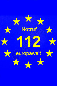 112 欧洲消防和救护车紧急救急电话号码第112号救援数字蓝色热线消防队医疗情况白色帮助呼唤背景图片