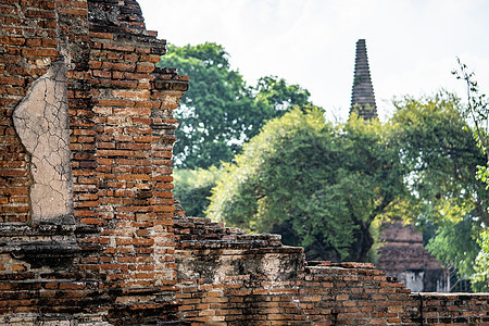 Ayutthaya著名的古寺建筑 Ph的圣殿佛教徒热带历史砖墙宝塔历史性艺术旅行遗产佛像图片