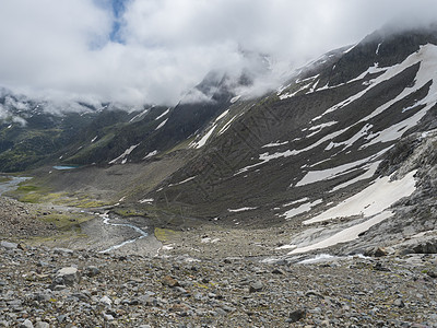 奥地利冰川 斯图拜阿尔卑斯山丘Stubai Alps荒野悬崖瀑布蓝色缠绕登山风景岩石天空石头图片