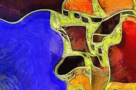 新蒙德里安艺术品正方形绘画漩涡帆布作品艺术曲线橙子蓝色图片