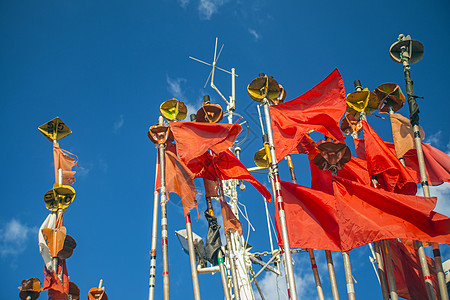 渔捞切割器表面标记浮标仪器天空海港刀具蓝色旗帜港口图片