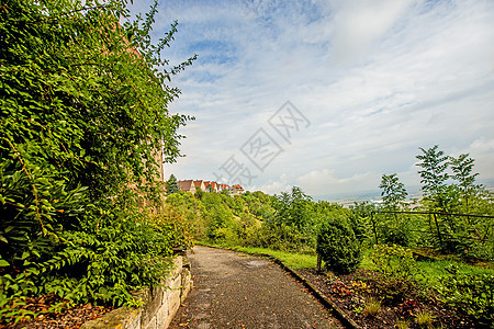 德国瓦尔登堡城堡村庄历史性城市绿色乡村土地国家天空牧歌全景图片