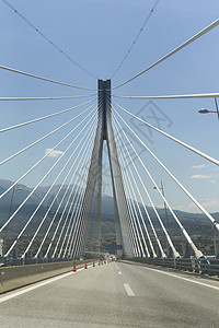 里约安蒂里里奥桥海岸线蓝色建造框架风景旅行建筑学地震建筑电缆图片