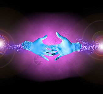 电动握手活力概念螺栓火花手指收费技术力量商业闪电图片