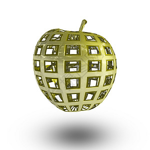 苹果渲染水晶建造纪念品水果3d插图反射艺术食物图片
