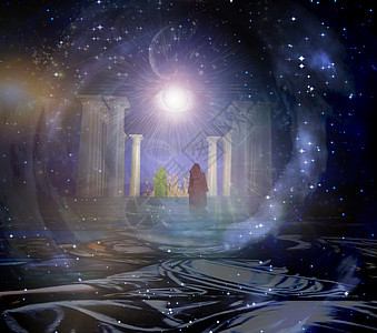 火寺艺术秘密精神戏剧性神话插图建筑上帝天空绘画图片