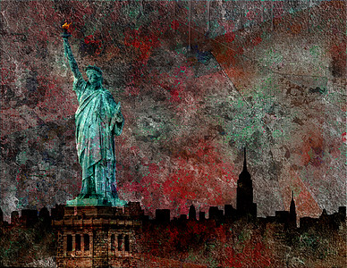 自由妇女组织旅行地标城市帝国摩天大楼景观雕像苦恼纪念碑天际图片