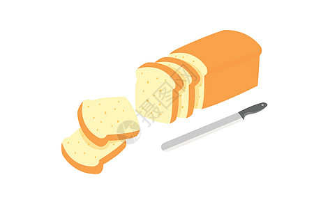 面包和刀切面包隔离在白色背景谷物午餐烹饪早餐插图糖类美食食物粮食面粉图片