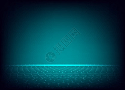 有光的现代六角形地板在中间发光插图墙纸互联网数据蓝色陈列柜推介会电脑多边形创造力图片
