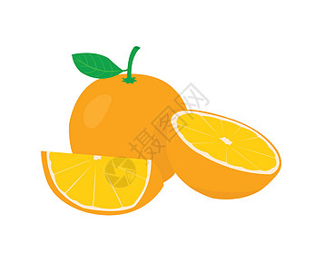 橙子和橘子在白色背景上被切成两半图片