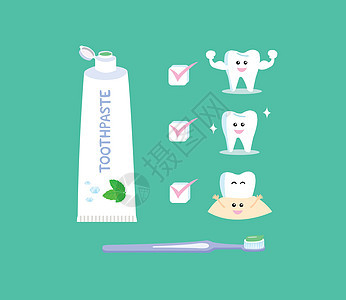 为了口腔健康而刷牙 正确刷牙的好处孩子们牙科刷子牙齿收藏牙龈治疗牙医卫生儿科图片