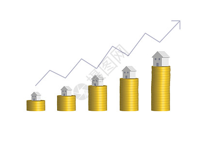 金币排列成图形 顶部是房子资产储蓄投资银行业金融住房建筑财政银行计算图片