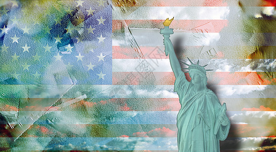 自由宣言组织纪念碑旗帜插图蓝色白色条纹艺术雕像帆布爱国图片