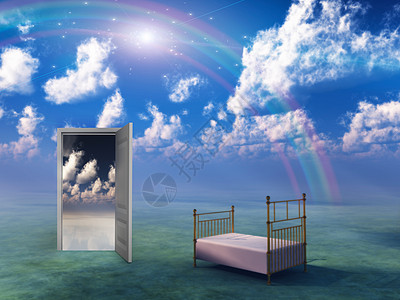 像风景一样的梦幻时间蓝色睡眠天堂想像力卧室墙纸房子家具精神图片