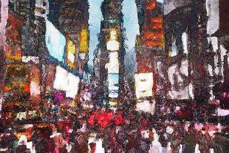 纽约时报广场民众旅行城市面孔活动艺术家建筑艺术艺术品笔触图片