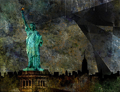 曼哈顿自由女神像组织苦恼雕像纪念碑女士自由旅行天际地标建筑学风化图片