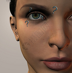 妇女的脸问号解决方案女性插图鼻子学习思维头脑风暴创造力图片