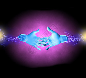 电动握手闪电电压概念力量手指收费软件创新蓝色技术图片