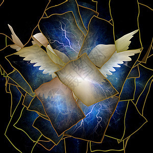 天使翼抽象记事活力力量宗教信仰闪电天堂绘画蓝色航班指导图片
