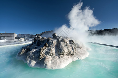冰岛蓝色环礁湖水池天空地标吸引力旅游蒸汽矿物质蓝色游客火山图片