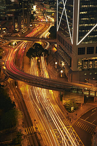 中国香港深夜交通不畅背景图片