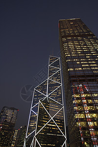 中国香港中国新银行夜视低角度灯光照亮图片