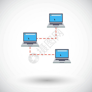 计算机网络单一图标社会技术团队蓝色监视器数据库局域网互联网笔记本键盘图片