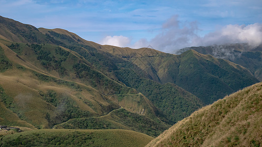 台湾台北长明山国家公园的吉青山周围自然景象绿色旅行风景蓝色植物旅游森林天空场地图片