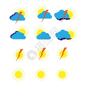 一套用于场地和天气源的气象气象符号图示图片