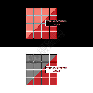 公司徽标 许多平方形大面积分割的对角广场图片