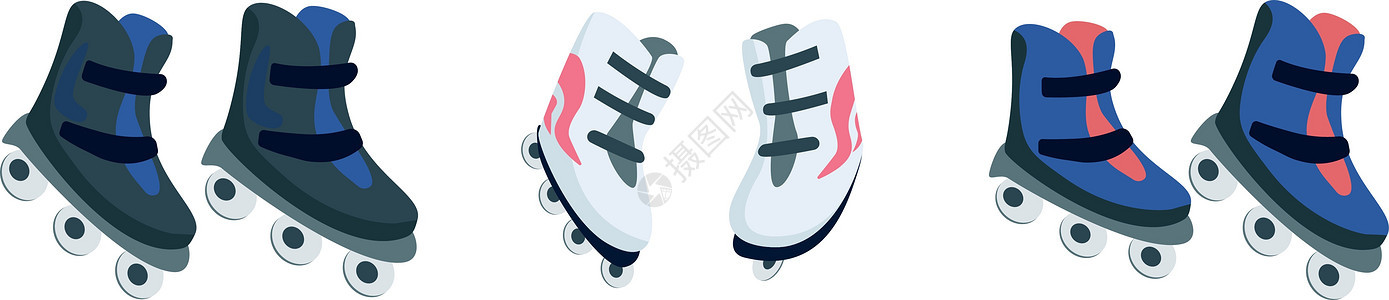 固定彩色矢量物体组装爱好闲暇速度鞋类滑冰消遣休息公园运动活动图片