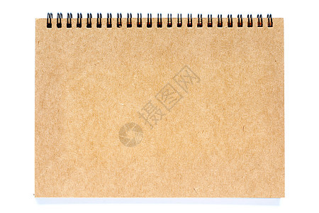 孤立白背景上的棕螺旋笔记本图片