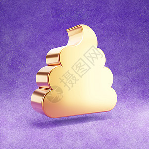 紫外线天鹅绒背景上的金光滑的纸条符号抛光橙子光泽度3d插图社会黄色金子图标紫色图片