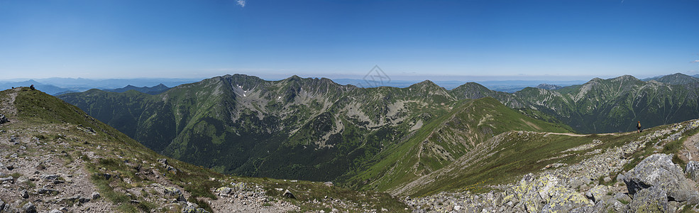 从西部塔特拉山脉或 Rohace 全景的 Baranec 峰的全景 陡峭的绿色山脉  placlive 和 volovec 山脊图片