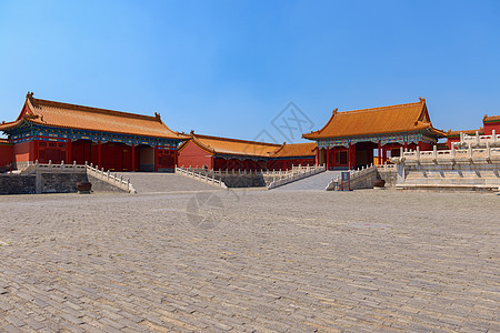 蓝天下中国传统建筑 蓝色天空下地标建筑学遗产房子旅游寺庙城市文化红色王朝图片