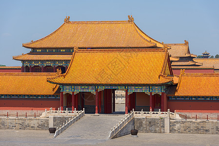 蓝天下中国传统建筑 蓝色天空下旅行旅游寺庙王朝世界文化城市遗产橙子房子图片