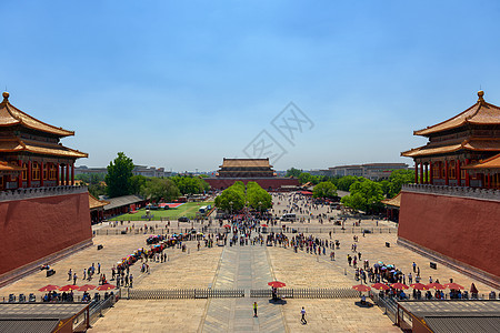 蓝天下中国传统建筑 蓝色天空下王朝建筑学世界地标寺庙入口遗产旅游文化历史图片