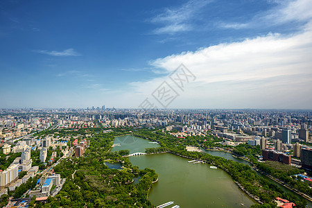 北京 从空中拍摄首都商业蓝色住宅天际建筑学建筑摩天大楼市中心池塘图片