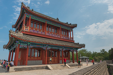 蓝天下中国传统建筑 蓝色天空下红色世界旅游遗产历史宗教房子旅行木头地标图片