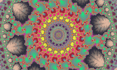 曼德尔布罗特分形多彩图案 如曼达拉渲染插图螺旋科学阴影数学圆圈几何学艺术墙纸图片